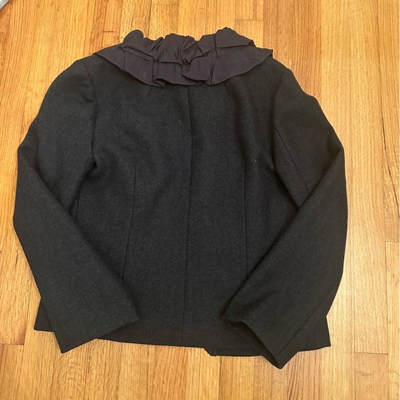 J Crew Chimera Ruffle Wool Jacket Blazer Gray size 8 - Picture 3 of 10